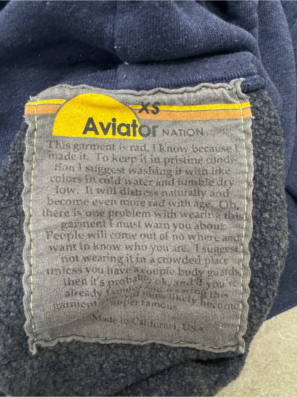 Aviator Nation Navy Hoodie with Rainbow Logo - Picture 4 of 4